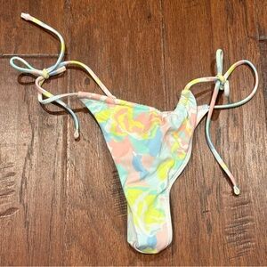 Size Small Victoria's Secret Pastel Floral Thong Bikini Bottom ONLY